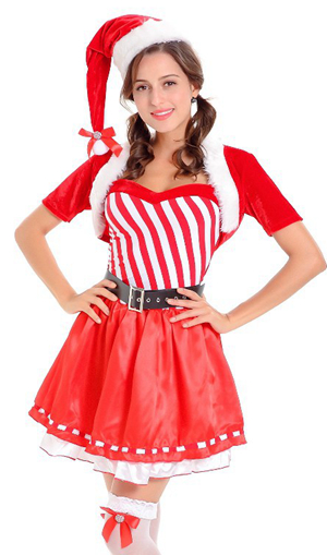 FC135 Candy Cane милашка костюм женщин сексуальный Рождество нарядные платья
